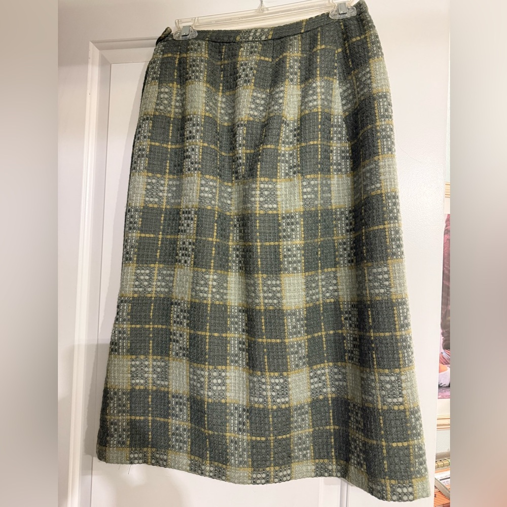 Vintage Plaid Green and Yellow Skirt